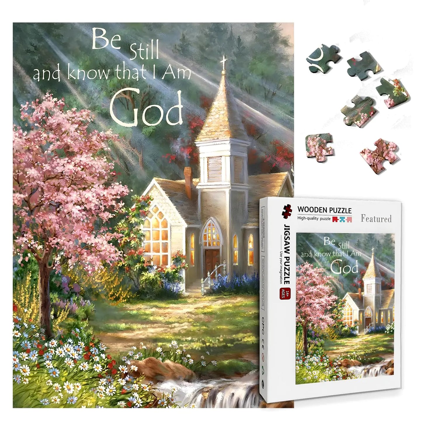 Christian Puzzles for Adults Wooden Jigsaw Puzzles 500 Pieces Church Oil Painting Jesus Religious Puzzles Christian Gifts Puzzle Religious Wall Decor