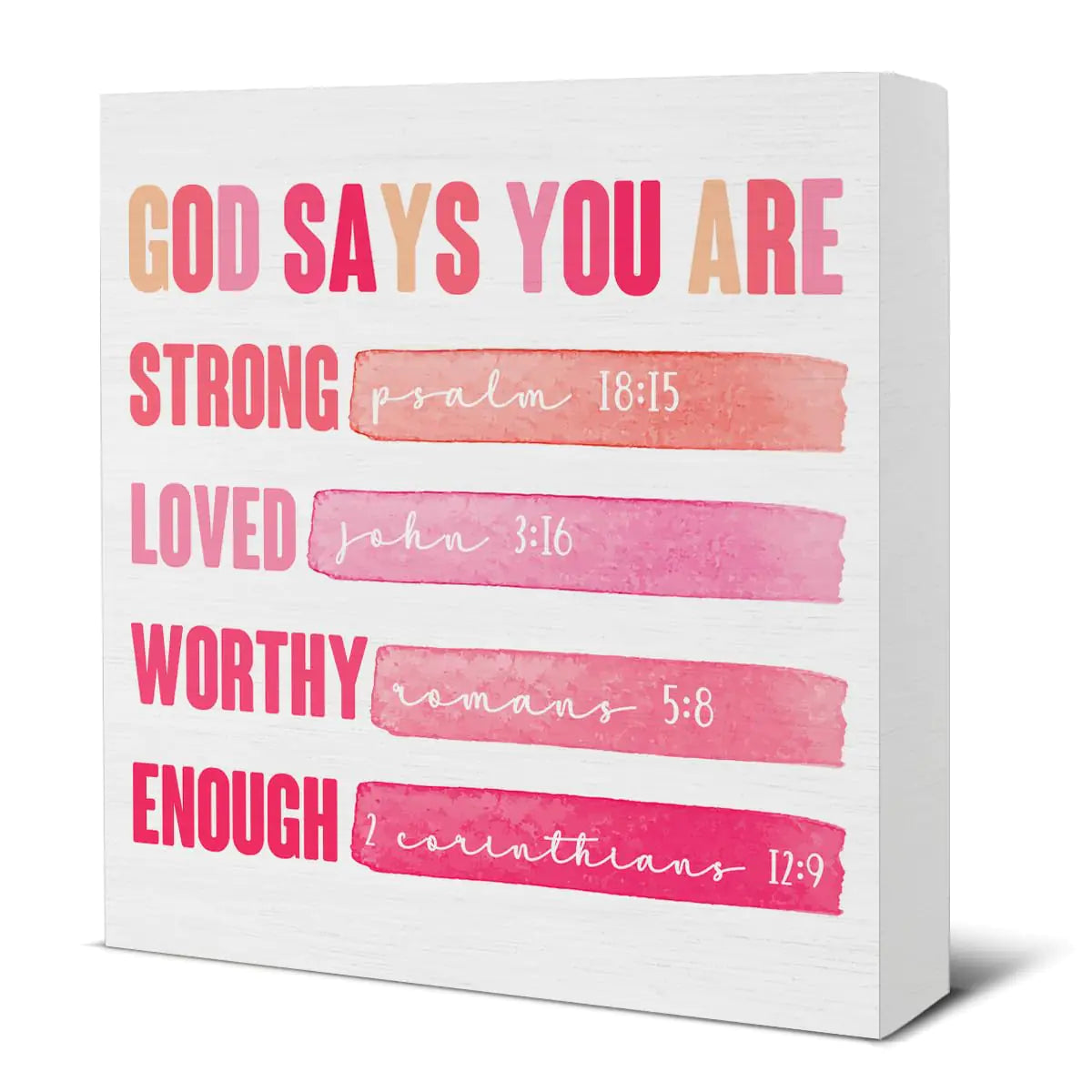 God Says You Are Loved Wood Block Sign Decor for Home Office Desk Table Shelf Christian Gifts