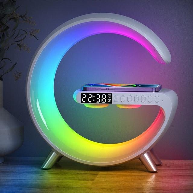 Multifunctional Wireless Charger Alarm Clock Speaker White