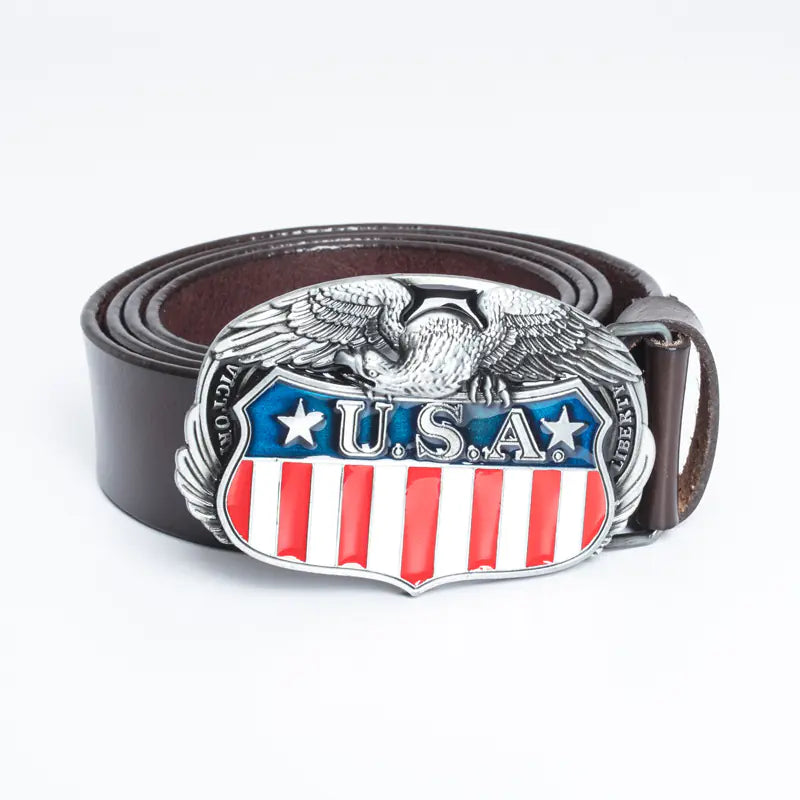 USA Flag Fashion Men's Genuine Leather Belt