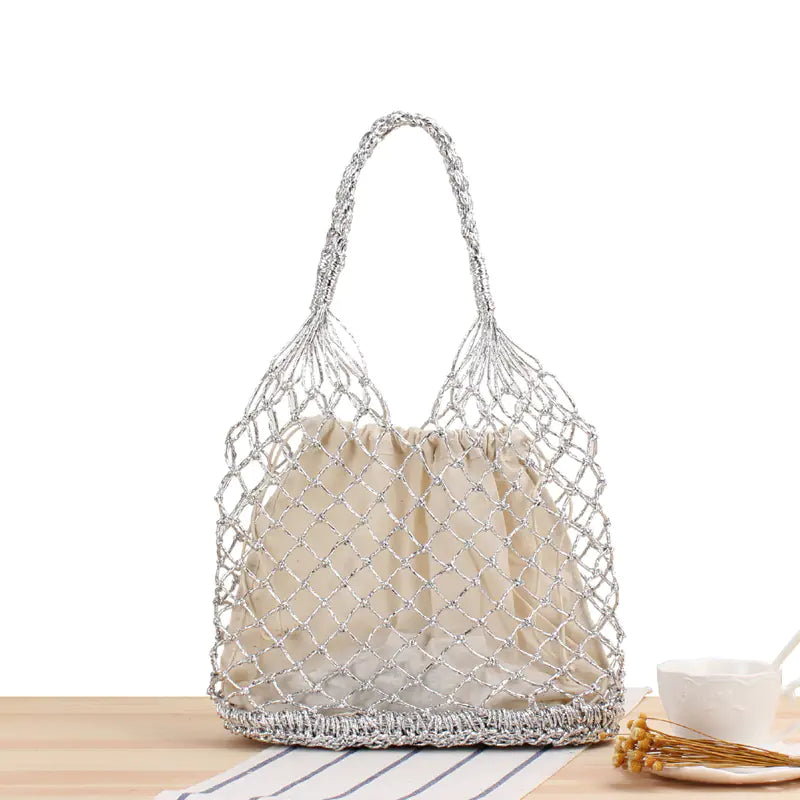Solid Color Hand-Crocheted Tote Bag