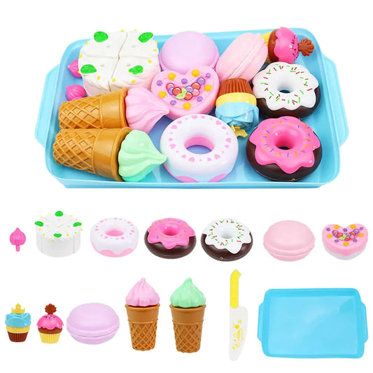 Play Food Sets for Kids Kitchen - Kitchen Accessories for Kids - Toy Food - Pretend Play Plastic Desserts