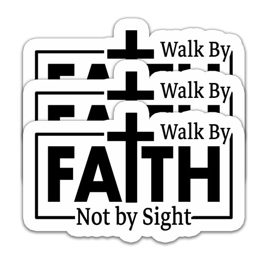 (3PCS) Walk by Faith Not by Sight Sticker Christian Stickers Christian Decals Religious Faith Stickers Decorate Books Laptops Tumblers Water Bottles Waterproof Vinyl Decals 3 x 1.9 "