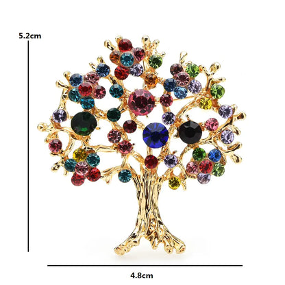 Colorful Diamond Tree of Life Brooch for Shawls and Scarves