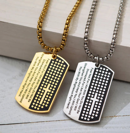 Christian Scripture Tag Necklace - Men's Titanium Pendant