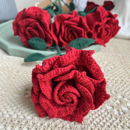 Hand-Knitted Woolen Rose Bouquet