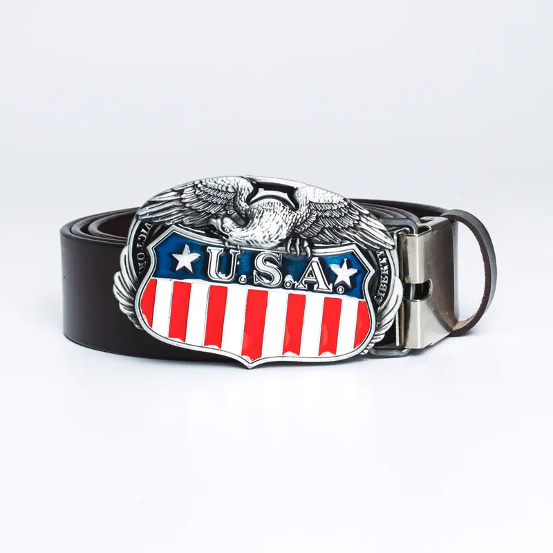 USA Flag Fashion Men's Genuine Leather Belt