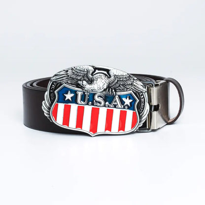 USA Flag Fashion Men's Genuine Leather Belt
