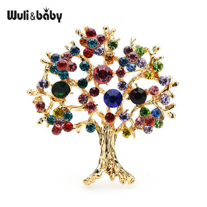 Colorful Diamond Tree of Life Brooch for Shawls and Scarves