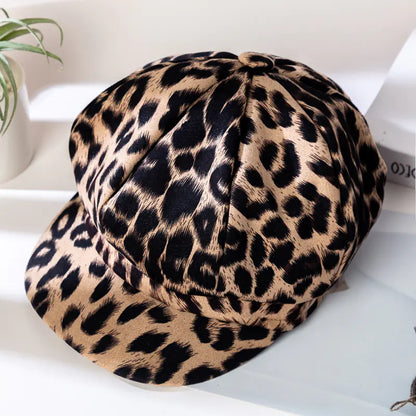 Personalized Leopard Print Octagonal Hat for Women