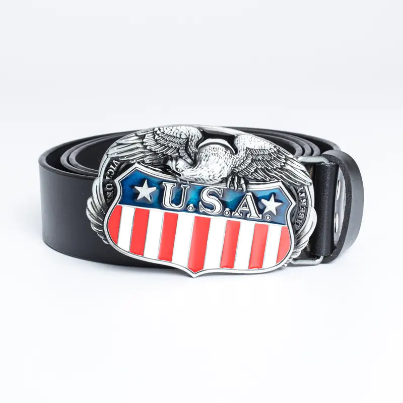 USA Flag Fashion Men's Genuine Leather Belt