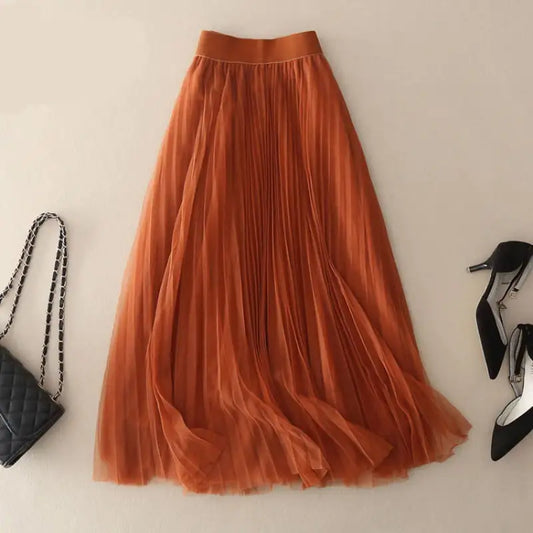 Pleated Mesh Skirt