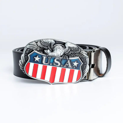 USA Flag Fashion Men's Genuine Leather Belt