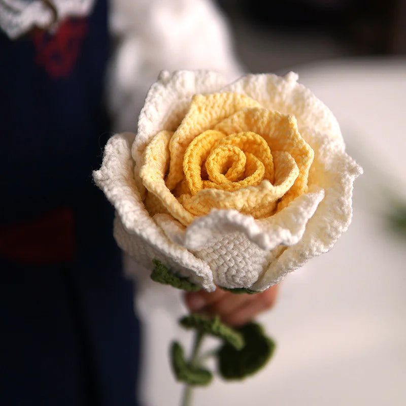 Hand-Knitted Woolen Rose Bouquet