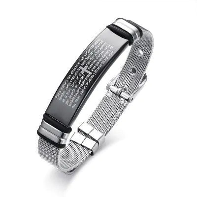 Black Titanium Steel Bracelet with Christian Verses