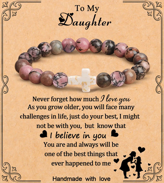 Cross Bracelet Gifts To My Daughter Christian Religious Jewelry Inspirational Birthday Christmas Baptism Gift Bracelet for Her Daughter