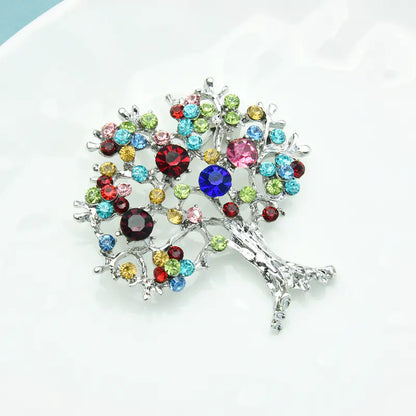 Colorful Diamond Tree of Life Brooch for Shawls and Scarves