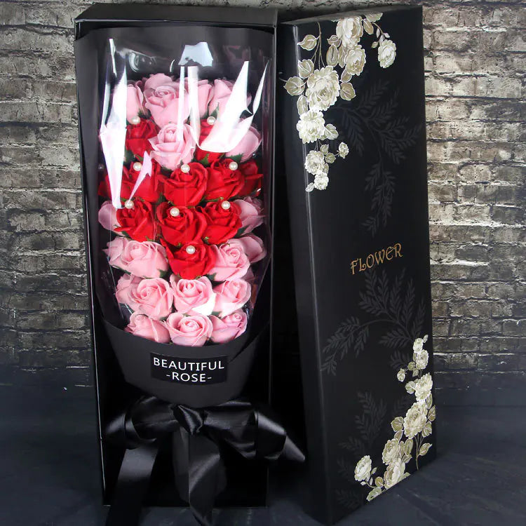 Soap Flower Bouquet with 33 Roses - Gift Box