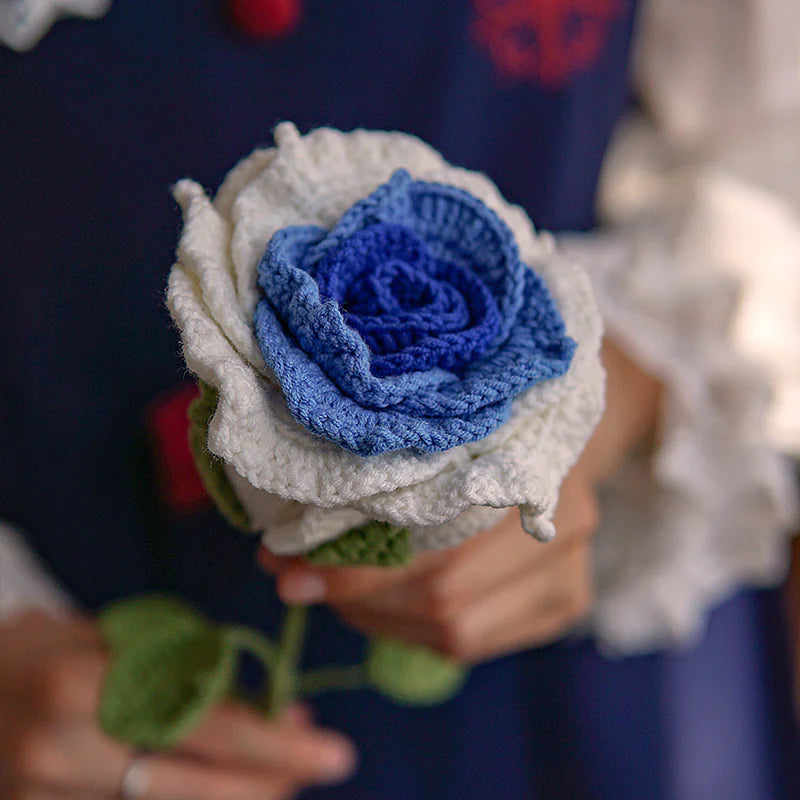 Hand-Knitted Woolen Rose Bouquet