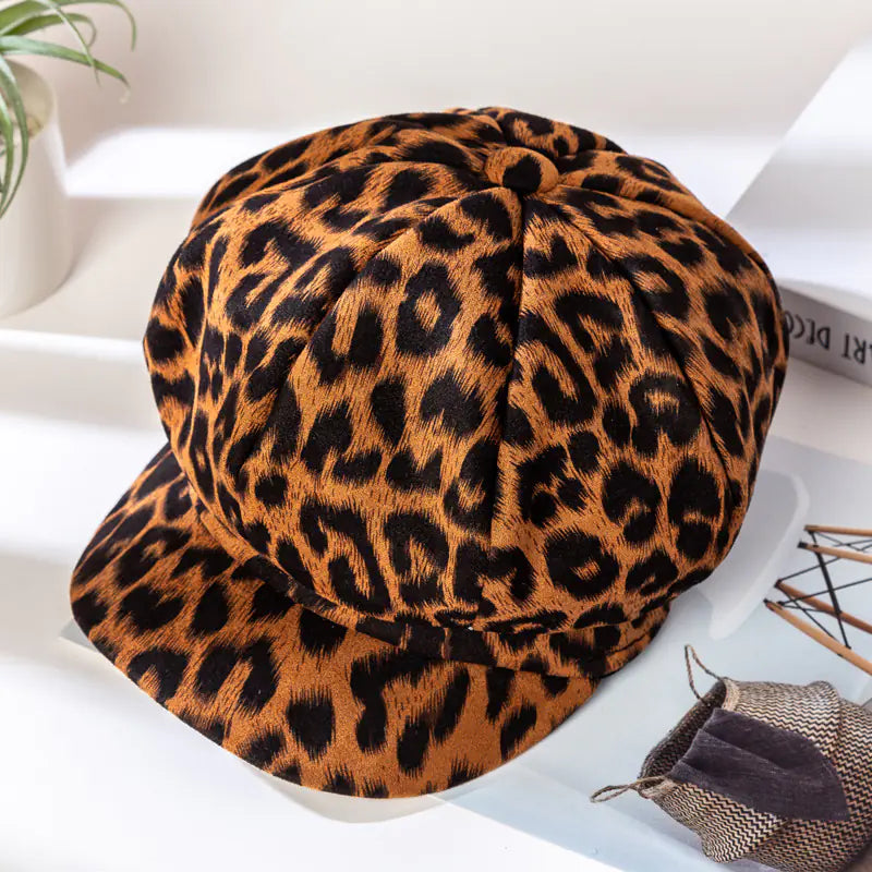 Personalized Leopard Print Octagonal Hat for Women