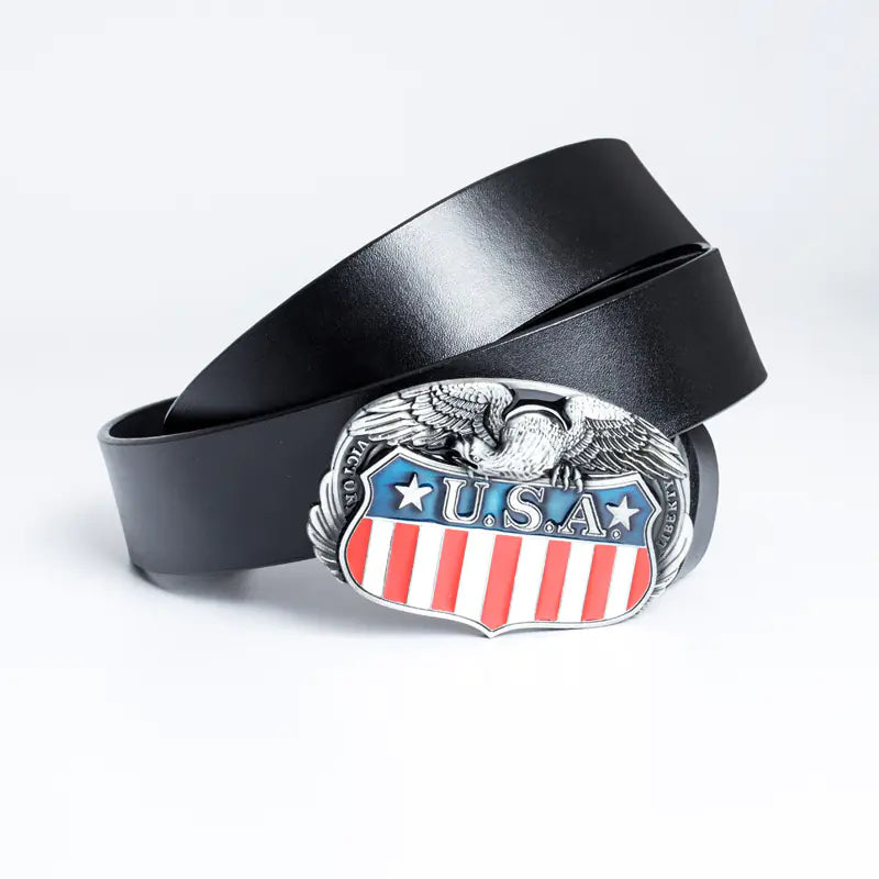 USA Flag Fashion Men's Genuine Leather Belt