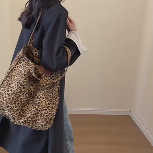 Leopard Print Canvas Tote Bag