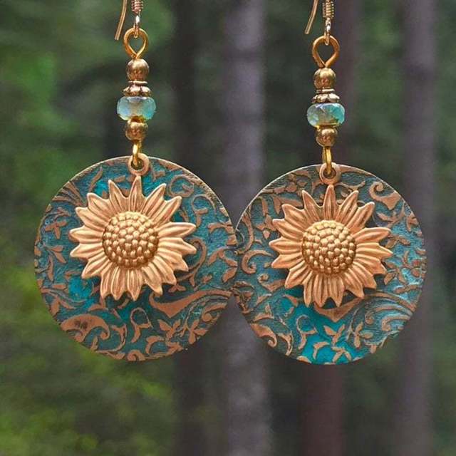 Color Separation Sunflower Earrings Sunflower Colored Earrings