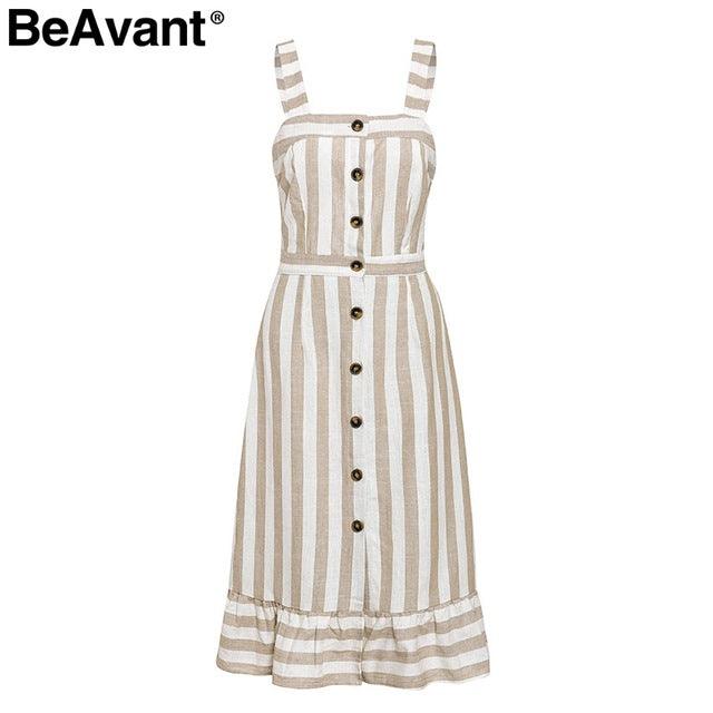 cotton dress Stripe Bust- 94-98cm 37.00-38.58in, Length- 115cm 45.27in